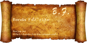 Benda Füzike névjegykártya
